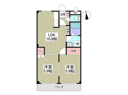 サウス・フォレストA(2LDK/1階)の間取り写真