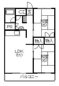 ビレッタ蜆塚S(2LDK/2階)の間取り写真