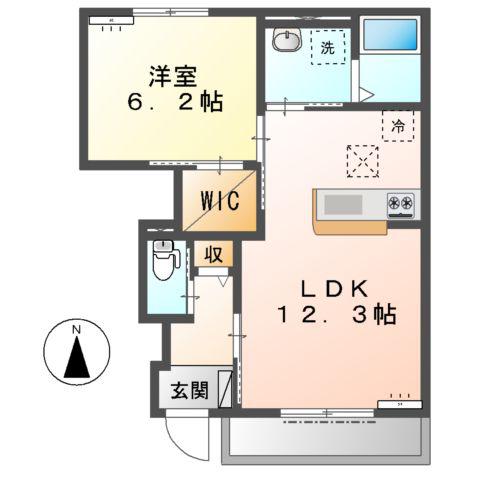 カトルラフィネ(1LDK/1階)の間取り写真