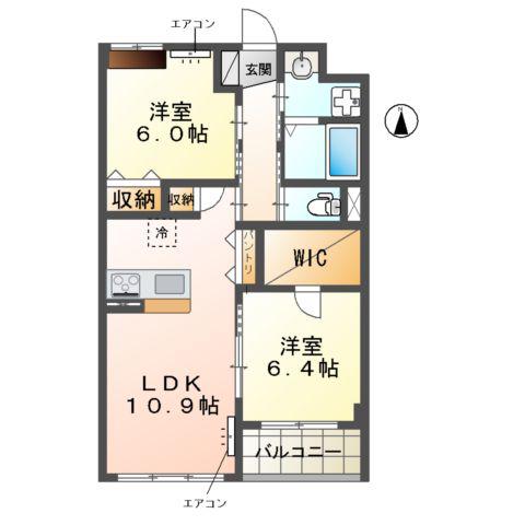 流山市駒木マンション(2LDK/3階)の間取り写真