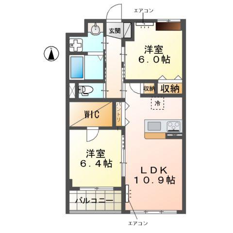 流山市駒木マンション(2LDK/3階)の間取り写真