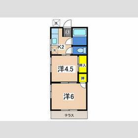 石井荘(2K/1階)の間取り写真