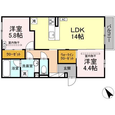 パルミエ Ⅱ(2LDK/2階)の間取り写真