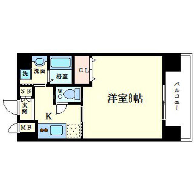 アスヴェル京都四条烏丸(1K/3階)の間取り写真