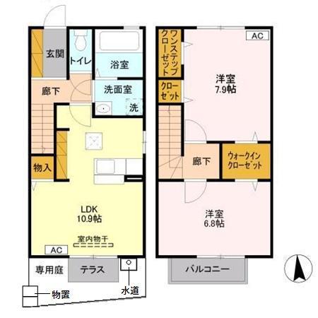 日光線 鶴田駅 徒歩6分 2階建 築15年(2LDK)の間取り写真