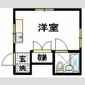グリーンヒルA・B(ワンルーム/2階)の間取り写真
