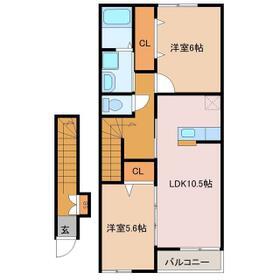サンライズ(2LDK/2階)の間取り写真