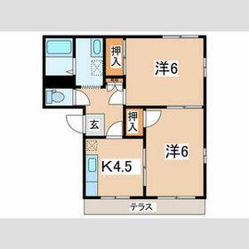 KプラットハウスB棟(2K/1階)の間取り写真