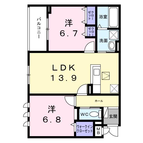 メゾン・ド・サンジュール(2LDK/1階)の間取り写真