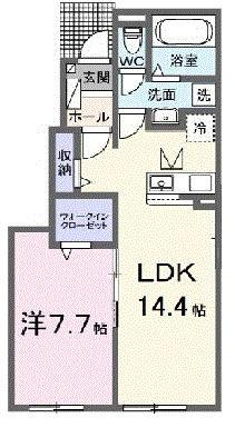 ココロテラス Ⅱ(1LDK/1階)の間取り写真