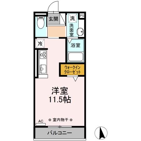 D-ROOM サウス・ノース D-ROOM ノース(ワンルーム/2階)の間取り写真