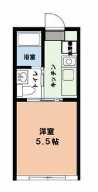 ベルミラン(1K/1階)の間取り写真