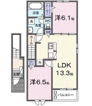 リブス並木Ⅱ(2LDK/2階)の間取り写真