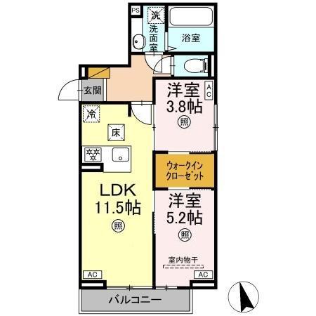 D-SOLACE津田沼Ⅱ(2LDK/1階)の間取り写真