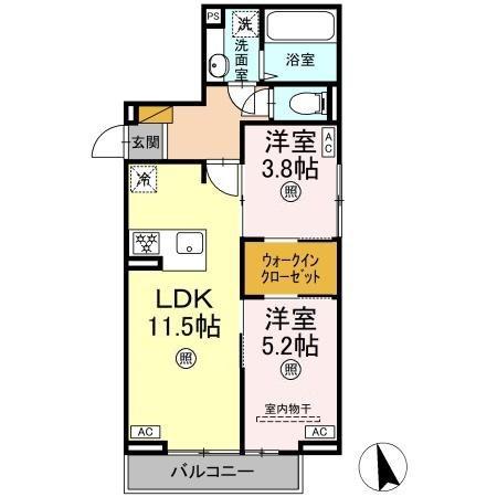 D-SOLACE津田沼Ⅱ(2LDK/2階)の間取り写真