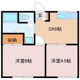 グレーハウスⅡ(2DK/1階)の間取り写真