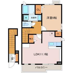 クリーンパレスⅡ(1LDK/2階)の間取り写真