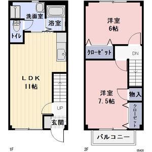 ブランシェSimosazarai　A棟(2LDK)の間取り写真