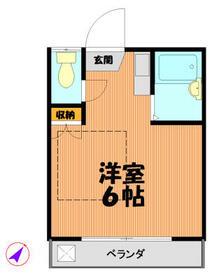 スカイハイツ(ワンルーム/2階)の間取り写真