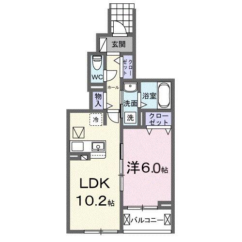 フォンテーヌⅤ(1LDK/1階)の間取り写真