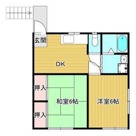 メゾンノワール(2DK/2階)の間取り写真