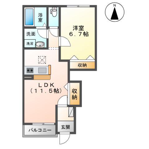 LALA(1LDK/1階)の間取り写真