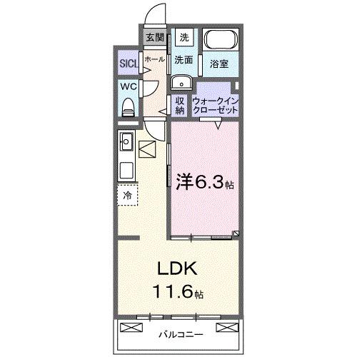 リオラ Ⅰ(1LDK/1階)の間取り写真