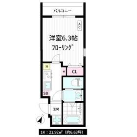 RISO・SAKAUE(1K/3階)の間取り写真