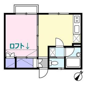 テラスアルコⅡ(1DK/2階)の間取り写真