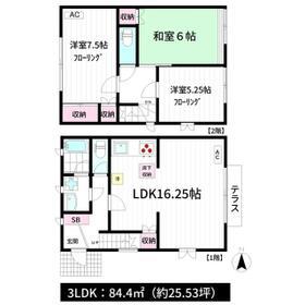 北山ヴィレッジ　Ａ(3LDK)の間取り写真