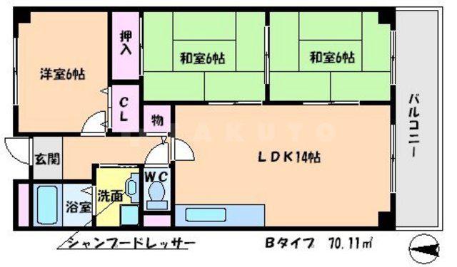 グリーンハイム千里II(3LDK/7階)の間取り写真