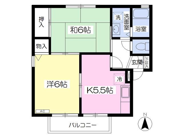 ヴィルヌーブA(2K/1階)の間取り写真