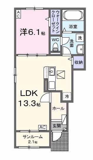 サイレント・メゾンⅡ(1LDK/1階)の間取り写真