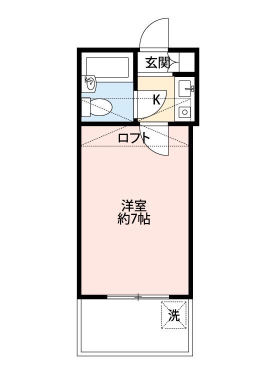 銀東ハイツⅢ(1K/1階)の間取り写真