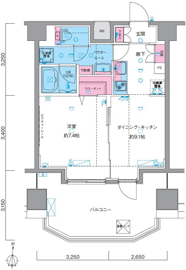 GENOVIA南千住ⅤSKYGARDEN(1DK/8階)の間取り写真