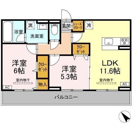 ESPOIR ⅳ(2LDK/3階)の間取り写真