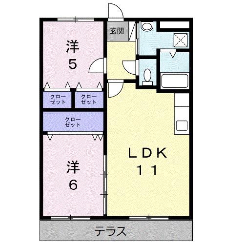 ピュア ロイアルⅡ(2LDK/1階)の間取り写真