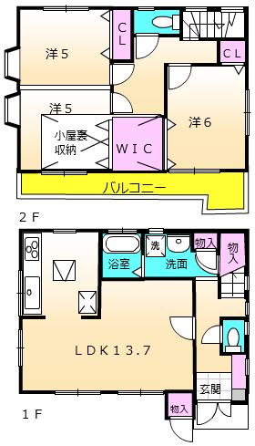 小田急電鉄小田原線 小田急相模原駅 徒歩14分 2階建 築21年(3LDK)の間取り写真