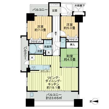 サーパス戸祭一丁目(3LDK/3階)の間取り写真