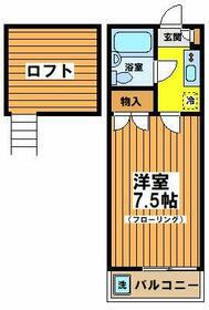 ヴィブレ大平(1K/2階)の間取り写真