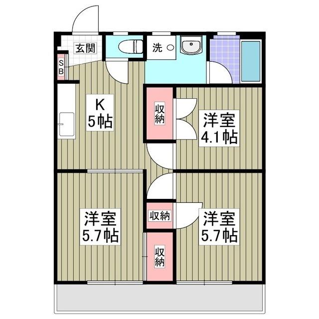いせやハイツ(3K/3階)の間取り写真