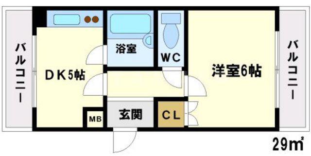 こすもらいふ千里(1DK/2階)の間取り写真