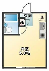 アローシャインⅢ(ワンルーム/2階)の間取り写真
