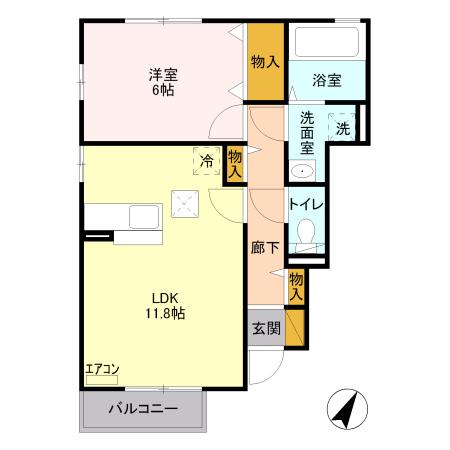 プランドールⅠ(1LDK/1階)の間取り写真