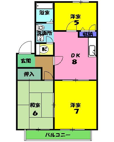 クールメゾン・和泉 C棟(3DK/2階)の間取り写真