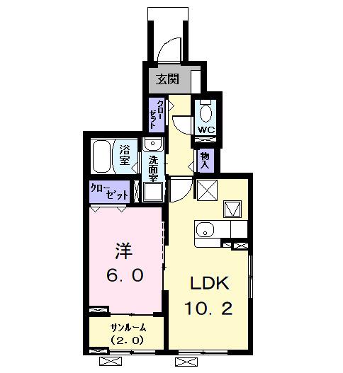 クレール・アンジュⅡ(1LDK/1階)の間取り写真
