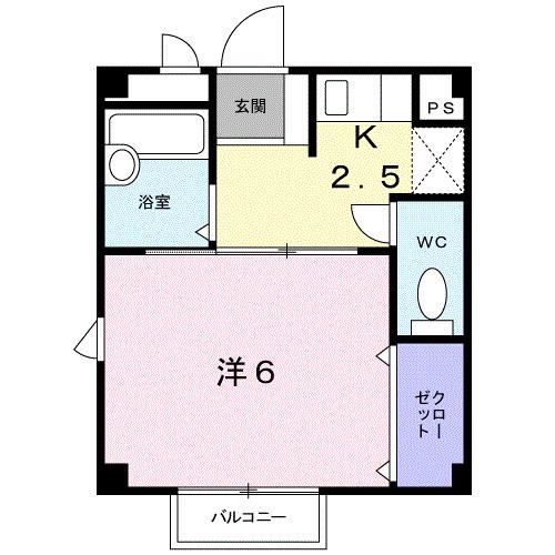 スパシオ川原Ⅱ(1K/2階)の間取り写真