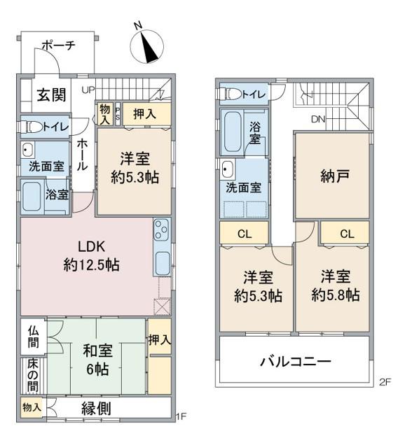 名鉄竹鼻・羽島線 西笠松駅 徒歩2分 2階建 築1年(4SLDK)の間取り写真