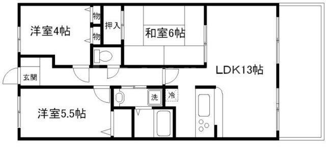 ソシエ北大阪1号棟(3LDK/10階)の間取り写真
