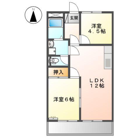 プロムナード中山Ⅱ(2LDK/3階)の間取り写真